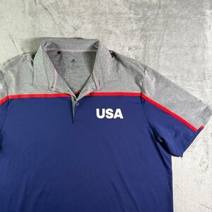 Adidas USA Polo Shirt Patriotic Golf Athletic Casual XL